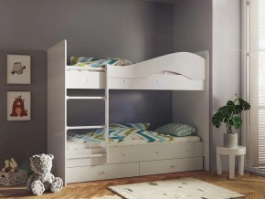 Кровать 2-х ярусная Мая с ящиками на латофлексах белый в Бакале - bakal.magazinmebel.ru | фото
