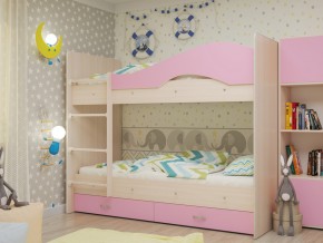 Кровать 2-х ярусная Мая с ящиками на латофлексах розовая в Бакале - bakal.magazinmebel.ru | фото