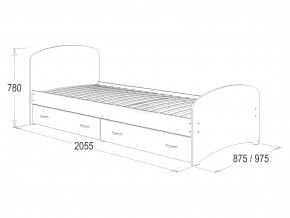 Кровать-6 одинарная с 2-мя ящиками 800*2000 ясень анкор в Бакале - bakal.magazinmebel.ru | фото - изображение 2