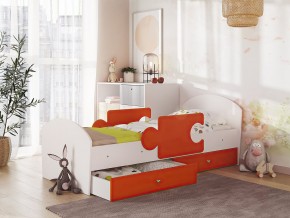 Кровать Мозаика с ящиком и бортиками на ламелях белый-оранж в Бакале - bakal.magazinmebel.ru | фото