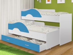 Кровать выкатная Радуга с ящиком 80х160 белая-голубой в Бакале - bakal.magazinmebel.ru | фото